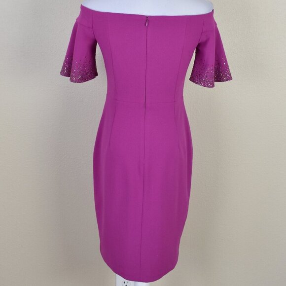 Calvin Klein Off Shoulder Sheath Flutter Sleeve Dress - 4 - Picture 6 of 9